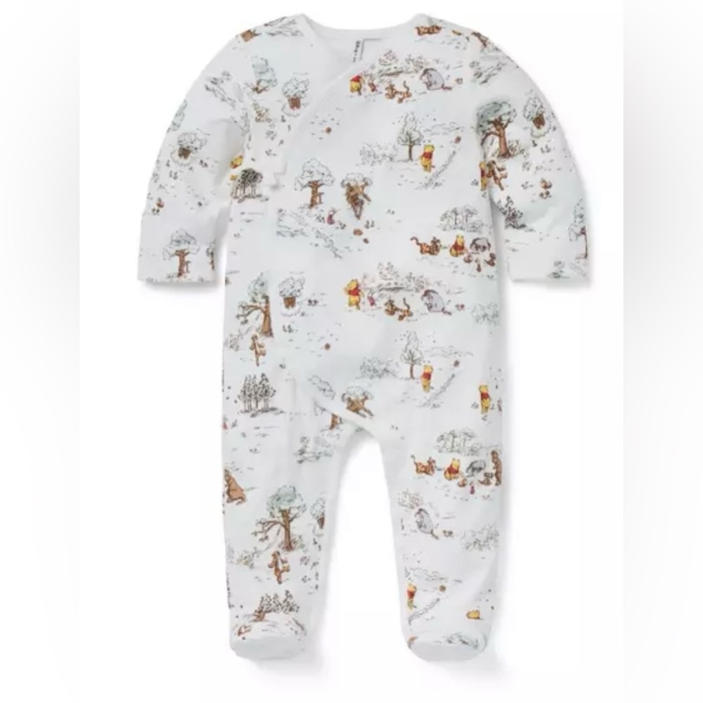 Janie and Jack White Printed Footie featuring Winnie the Pooh Toile